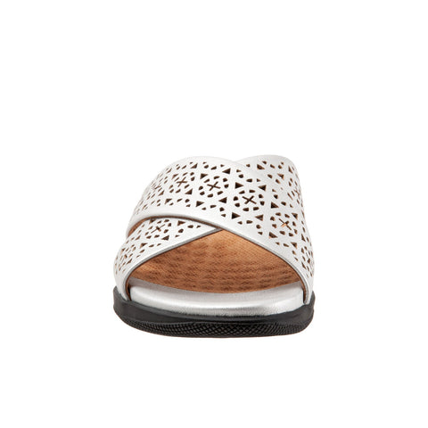 Softwalk Tillman S1502-042 Womens Silver Leather Slides Sandals Shoes