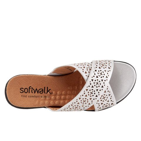 Softwalk Tillman S1502-042 Womens Silver Leather Slides Sandals Shoes