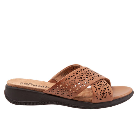 Softwalk Tillman S1502-267 Womens Brown Wide Leather Slides Sandals Shoes