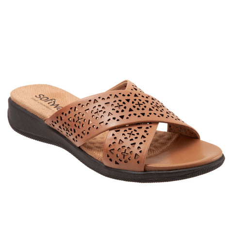 Softwalk Tillman S1502-267 Womens Brown Wide Leather Slides Sandals Shoes