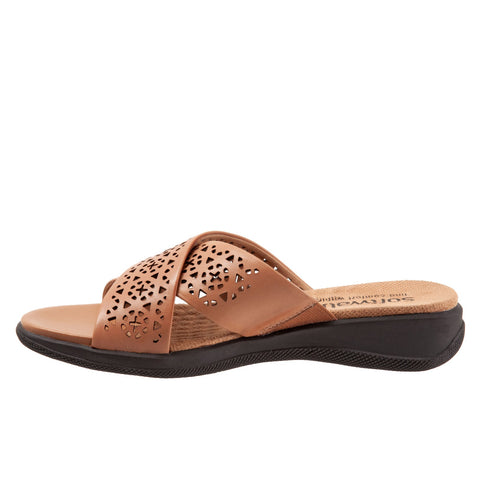 Softwalk Tillman S1502-267 Womens Brown Wide Leather Slides Sandals Shoes