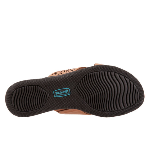 Softwalk Tillman S1502-267 Womens Brown Wide Leather Slides Sandals Shoes