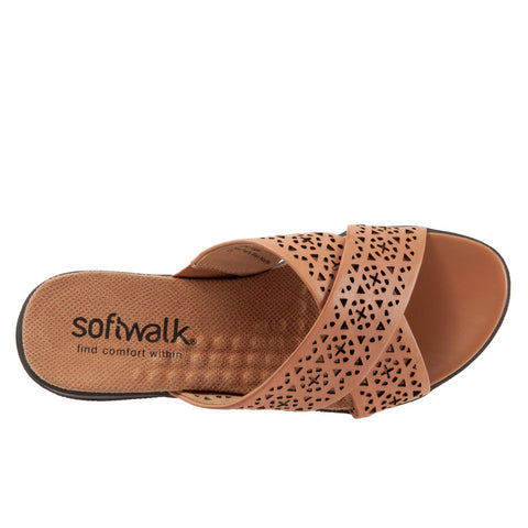 Softwalk Tillman S1502-267 Womens Brown Wide Leather Slides Sandals Shoes