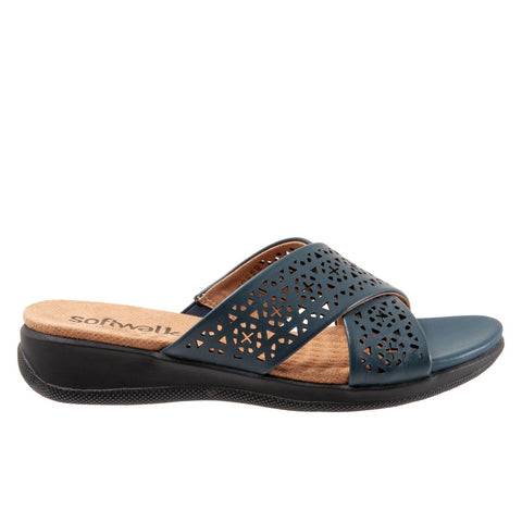 Softwalk Tillman S1502-411 Womens Blue Extra Wide Slides Sandals Shoes
