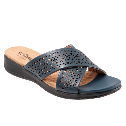 Softwalk Tillman S1502-411 Womens Blue Extra Wide Slides Sandals Shoes
