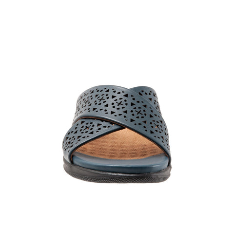 Softwalk Tillman S1502-411 Womens Blue Narrow Leather Slides Sandals Shoes