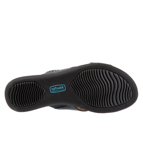 Softwalk Tillman S1502-411 Womens Blue Narrow Leather Slides Sandals Shoes