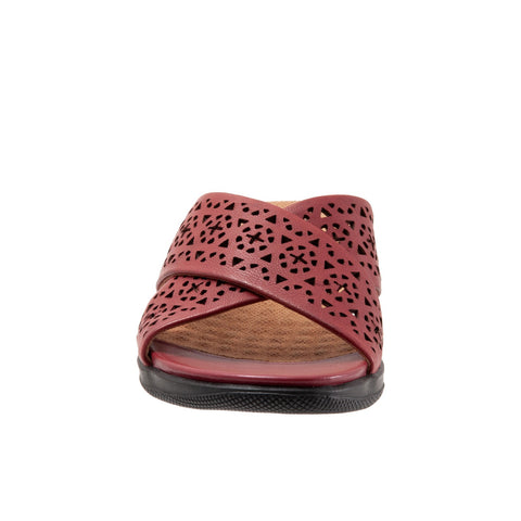 Softwalk Tillman S1502-617 Womens Red Wide Leather Slides Sandals Shoes
