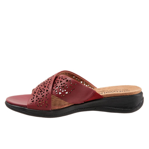 Softwalk Tillman S1502-617 Womens Red Wide Leather Slides Sandals Shoes