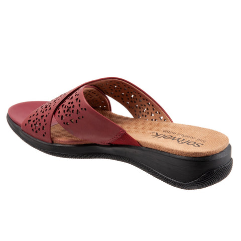 Softwalk Tillman S1502-617 Womens Red Wide Leather Slides Sandals Shoes