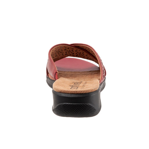 Softwalk Tillman S1502-617 Womens Red Wide Leather Slides Sandals Shoes