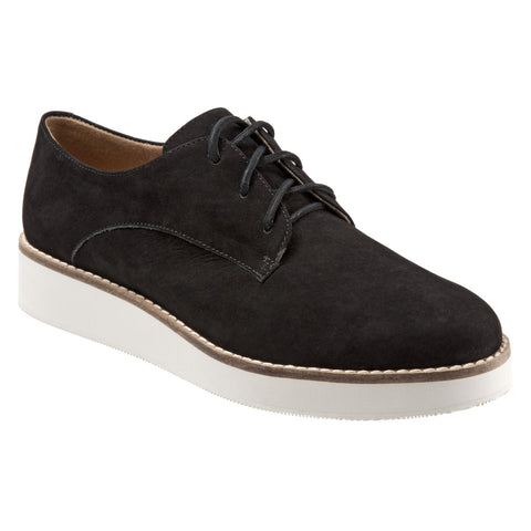 Softwalk Willis S1811-001 Womens Black Narrow Leather Oxford Flats Shoes