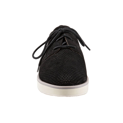 Softwalk Willis S1811-004 Womens Black Leather Lace Up Oxford Flats Shoes