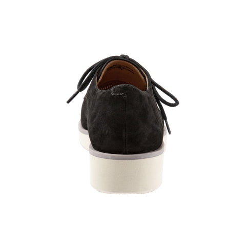 Softwalk Willis S1811-004 Womens Black Leather Lace Up Oxford Flats Shoes