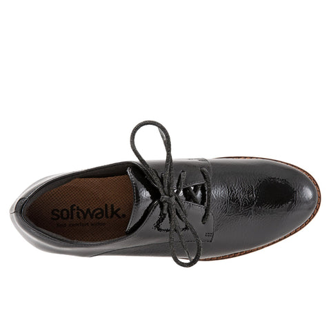 Softwalk Willis S1811-005 Womens Black Narrow Leather Oxford Flats Shoes