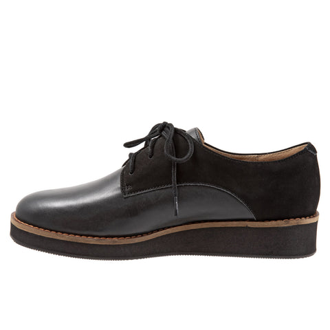 Softwalk Willis S1811-006 Womens Black Narrow Leather Oxford Flats Shoes