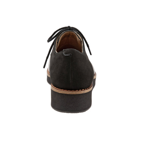 Softwalk Willis S1811-006 Womens Black Wide Leather Oxford Flats Shoes