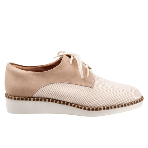 Softwalk Willis S1811-294 Womens Beige Wide Leather Oxford Flats Shoes