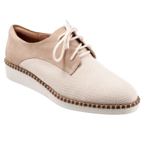 Softwalk Willis S1811-294 Womens Beige Wide Leather Oxford Flats Shoes