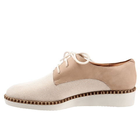 Softwalk Willis S1811-294 Womens Beige Wide Leather Oxford Flats Shoes