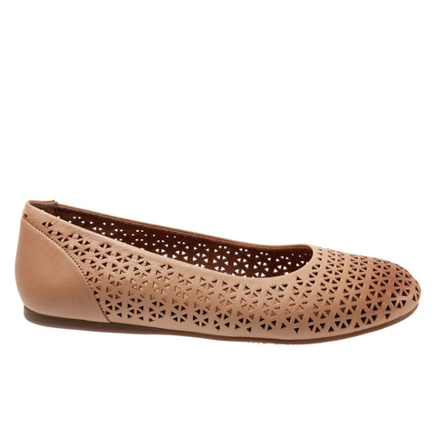 Softwalk Sonoma S1862-213 Womens Brown Wide Leather Ballet Flats Shoes
