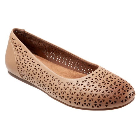 Softwalk Sonoma S1862-213 Womens Brown Wide Leather Ballet Flats Shoes