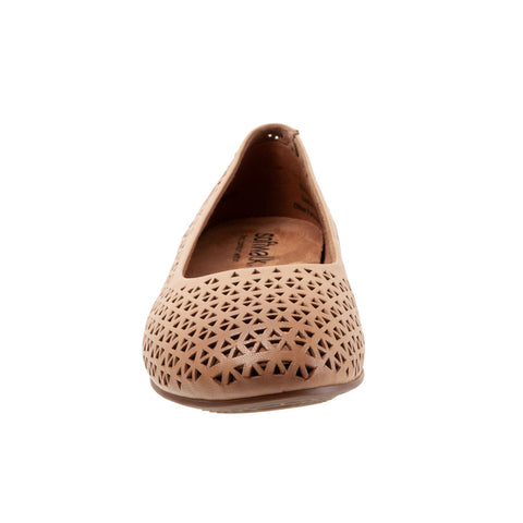 Softwalk Sonoma S1862-213 Womens Brown Wide Leather Ballet Flats Shoes