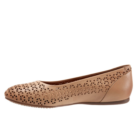 Softwalk Sonoma S1862-213 Womens Brown Wide Leather Ballet Flats Shoes