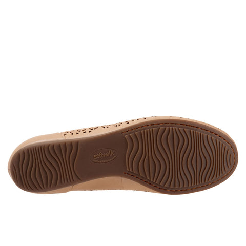 Softwalk Sonoma S1862-213 Womens Brown Leather Slip On Ballet Flats Shoes