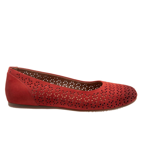 Softwalk Sonoma S1862-653 Womens Red Wide Leather Ballet Flats Shoes