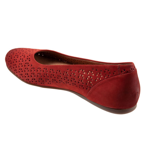 Softwalk Sonoma S1862-653 Womens Red Wide Leather Ballet Flats Shoes