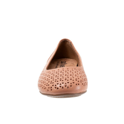 Softwalk Sonoma S1862-750 Womens Brown Wide Leather Ballet Flats Shoes