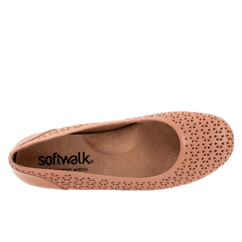 Softwalk Sonoma S1862-750 Womens Brown Wide Leather Ballet Flats Shoes