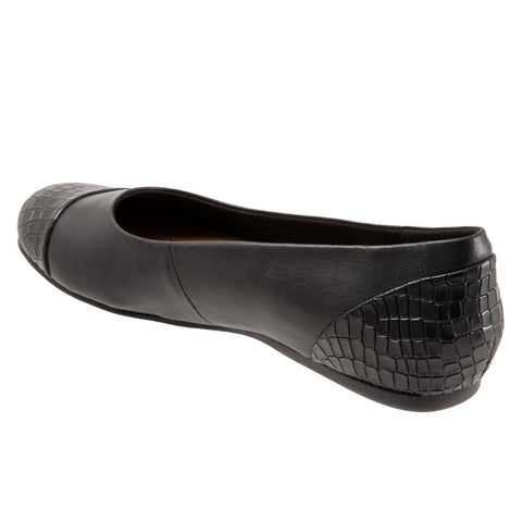 Softwalk Sonoma Cap Toe S1907-027 Womens Black Leather Ballet Flats Shoes