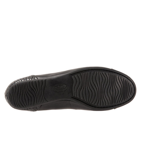 Softwalk Sonoma Cap Toe S1907-027 Womens Black Leather Ballet Flats Shoes
