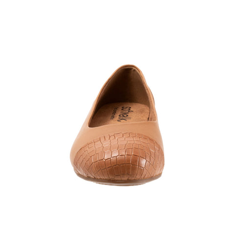 Softwalk Sonoma Cap Toe S1907-256 Womens Brown Leather Ballet Flats Shoes