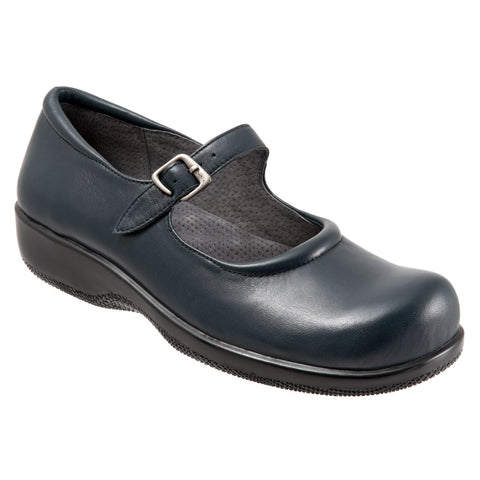 Softwalk Jupiter S1948-489 Womens Blue Leather Mary Jane Flats Shoes