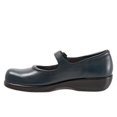 Softwalk Jupiter S1948-489 Womens Blue Leather Mary Jane Flats Shoes