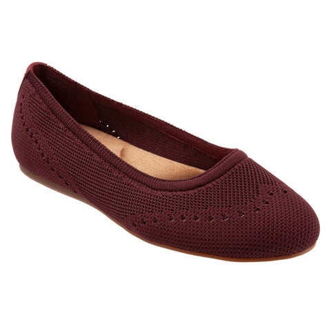 SoftWalk Santorini S1961-601 Womens Red Leather Slip On Ballet Flats Shoes
