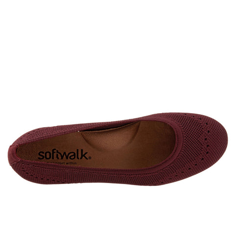 SoftWalk Santorini S1961-601 Womens Red Leather Slip On Ballet Flats Shoes