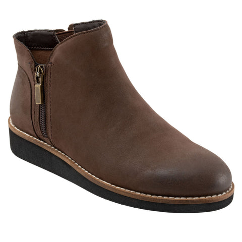 Softwalk Wesley S1963-211 Womens Brown Leather Zipper Ankle & Booties Boots