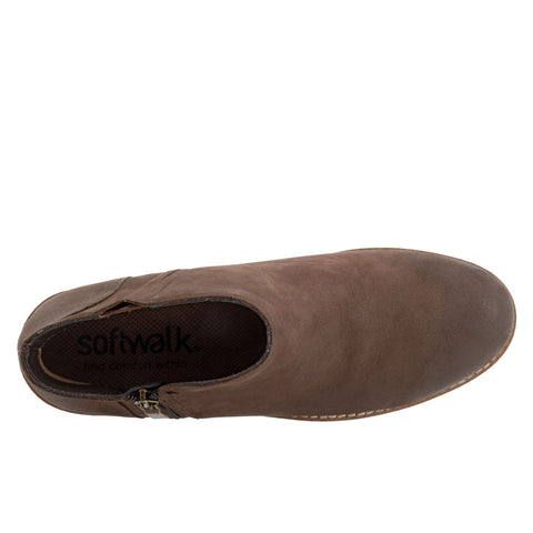 Softwalk Wesley S1963-211 Womens Brown Leather Zipper Ankle & Booties Boots