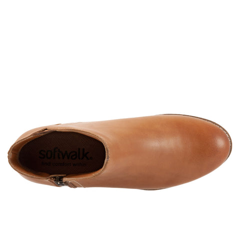 Softwalk Wesley S1963-215 Womens Brown Leather Zipper Ankle & Booties Boots