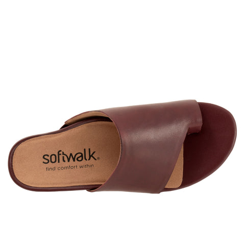 Softwalk Corsica S2002-668 Womens Red Leather Slides Sandals Shoes