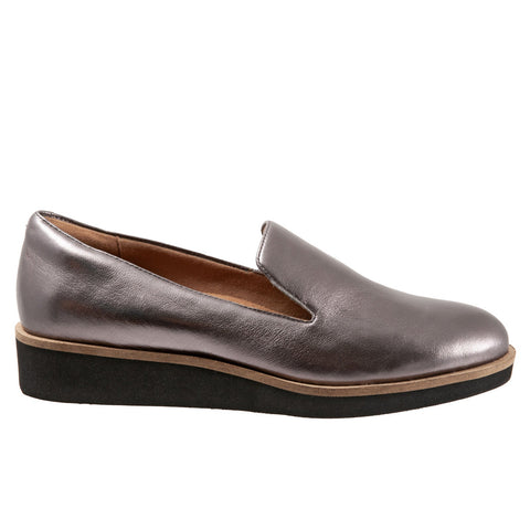 Softwalk Westport S2011-033 Womens Gray Leather Slip On Loafer Flats Shoes