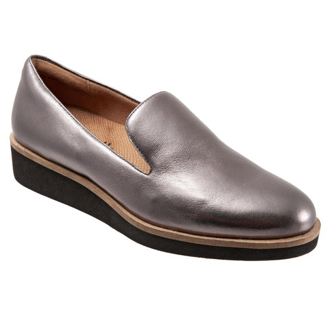 Softwalk Westport S2011-033 Womens Gray Leather Slip On Loafer Flats Shoes