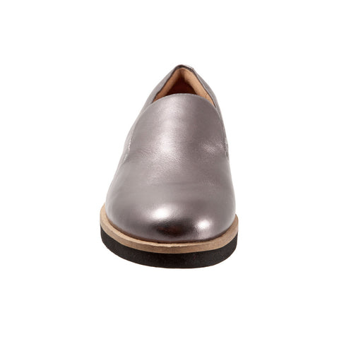 Softwalk Westport S2011-033 Womens Gray Leather Slip On Loafer Flats Shoes