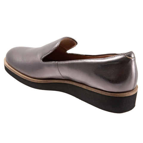 Softwalk Westport S2011-033 Womens Gray Leather Slip On Loafer Flats Shoes