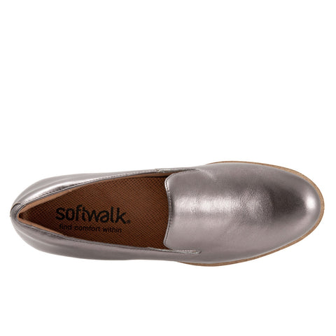 Softwalk Westport S2011-033 Womens Gray Leather Slip On Loafer Flats Shoes