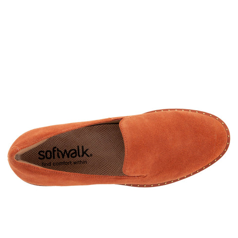 Softwalk Westport S2011-840 Womens Orange Suede Loafer Flats Shoes